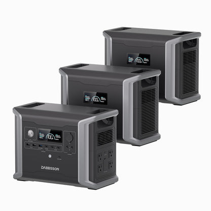 Dabbsson 4.7 kWh Expandable Power Station DBS1300 with DBS1700B Extra Battery X 2, Max 9400Wh, 4 X 1200W AC Outlets, 1800W Solar Input Solar Generator