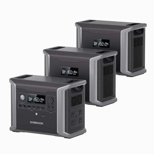 Dabbsson 4.7 kWh Expandable Power Station DBS1300 with DBS1700B Extra Battery X 2, Max 9400Wh, 4 X 1200W AC Outlets, 1800W Solar Input Solar Generator