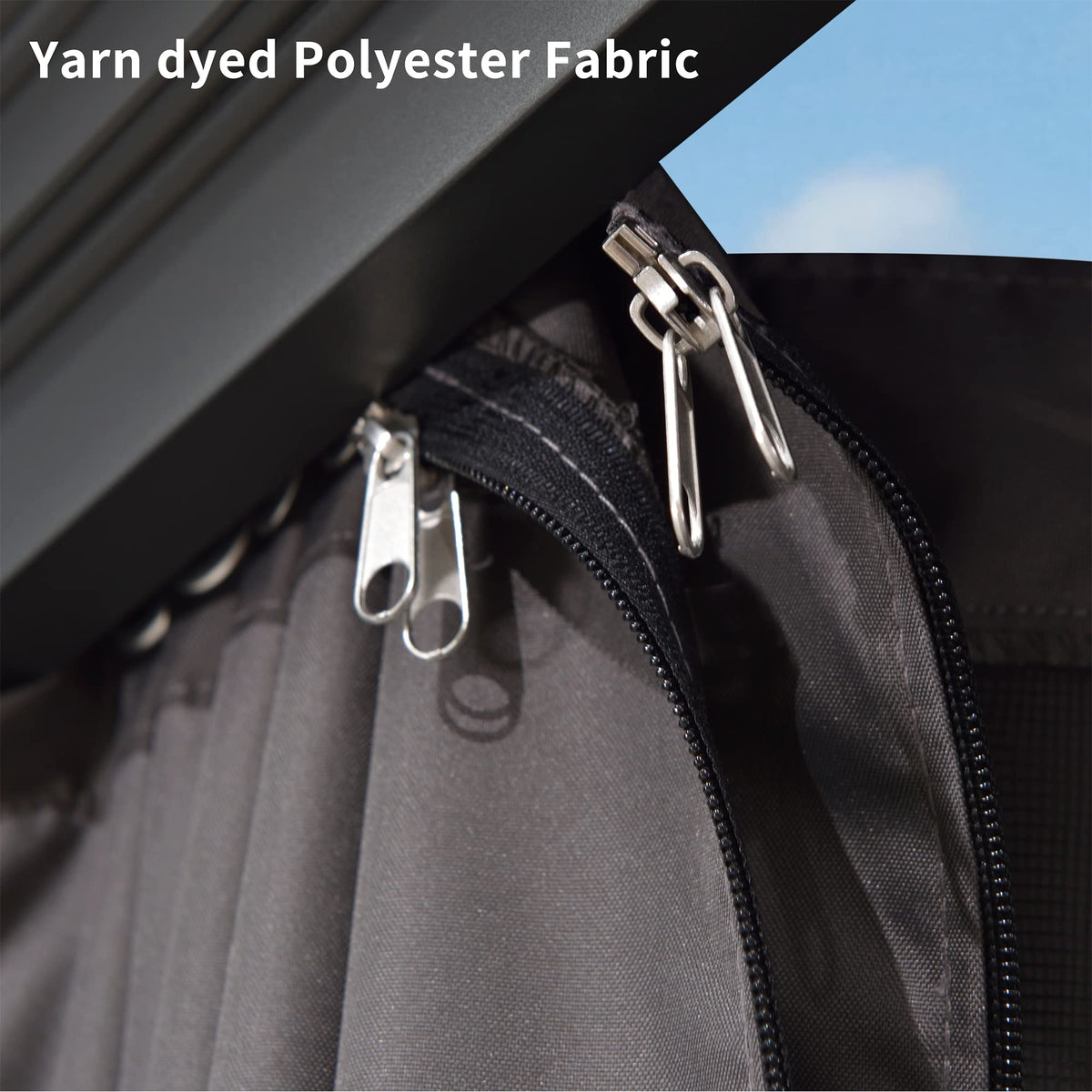 PURPLE LEAF Heavy Duty Garden Gazebo 3.65 x 4.85 m with Galvanised Steel Double Roof, Waterproof Metal Hardtop Gazebo with Side Curtain and Zipped Net