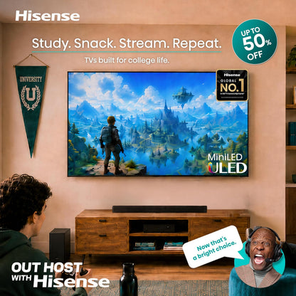 Hisense 65" E7 Cinema Series Hi-QLED Mini-LED 4K UHD Smart Fire TV (65E7SF, 2026 NEW) - Native 144Hz, AI Picture, Dolby Vision IQ · Atmos, FALD, HDR10
