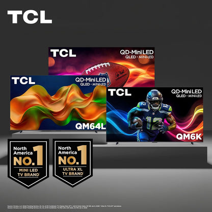 TCL 85-Inch QM64L Series | Mini LED QLED 4K HDR Gaming TV for Sports & Movies | 85QM64L, 2026 | 144Hz VRR, Dolby Vision Atmos, Alexa+ Voice Remote