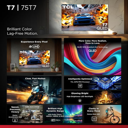 TCL 75" T7 4K QLED Google TV with 144Hz Gaming (75T7)