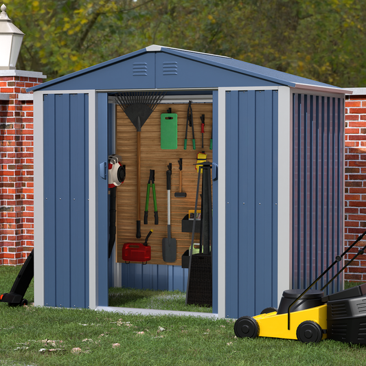 JAORD Metal Outdoor Storage Shed, Steel Utility Tool Shed Storage House with Sliding Door, Metal Sheds Outdoor Storage for Backyard Garden Patio Lawn